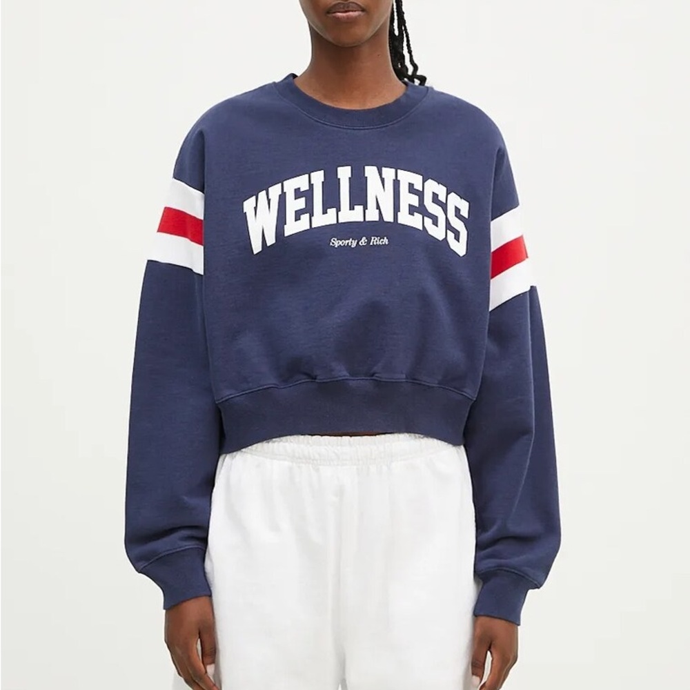 Sporty & Rich Blue Boxy Crop Sweatshirt